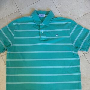 Men’s Southern Tide Teal and White Striped Polo
